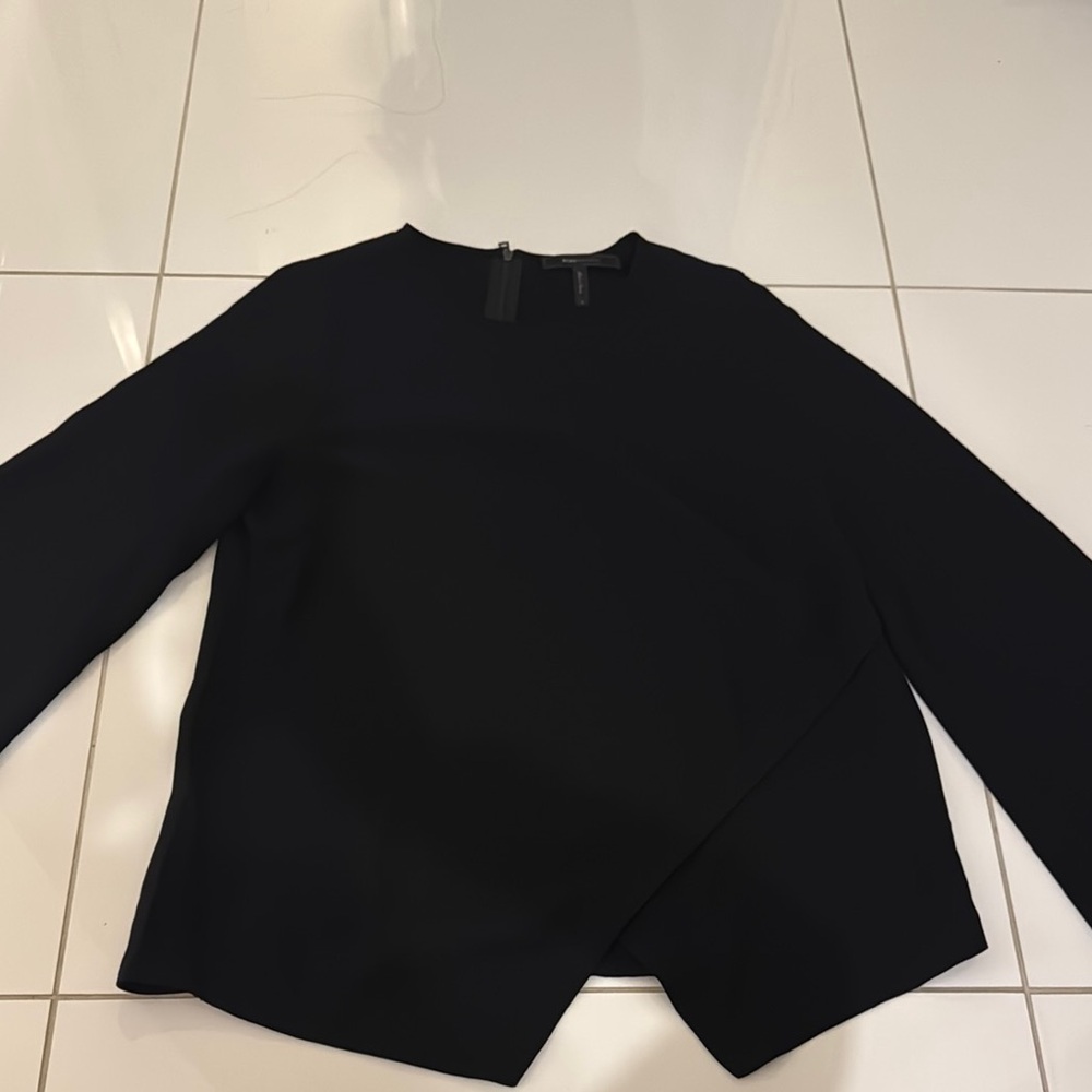 Black Asymmetrical Long Sleeve Blouse
